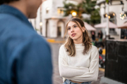 Young couple having an argument outdoor