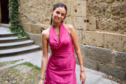 Victoria Federica con vestido halter rosa.