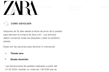 Zara va a empezar a cobrar por las devoluciones online: todo sobre