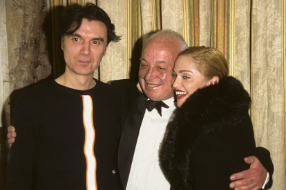 Talking Heads' David Byrne, Seymour Stein and Madonna (Photo by KMazur/WireImage
