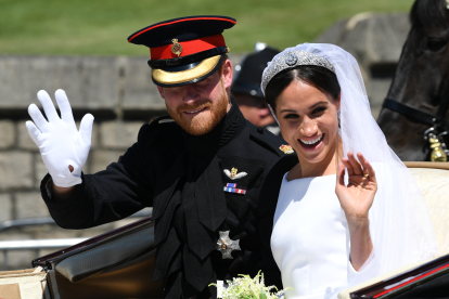 Meghan Markle y el Príncipe Harry en su boda.
