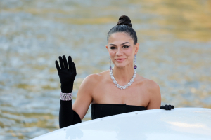 VENICE, ITALY - SEPTEMBER 02: Demet Özdemir arrives at the 80th Venice International Film Festival 2023 on September 02, 2023 in Venice, Italy. (Photo by Victor Boyko/Getty Images)