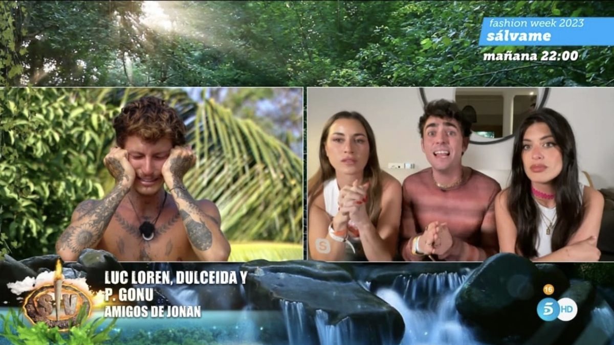 
         Paula Gonu y Dulceida evitan en directo que Jonan abandone Supervivientes 2023 
    