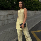 Vicky Martín Berrocal con un 'total look' dorado de Zara.