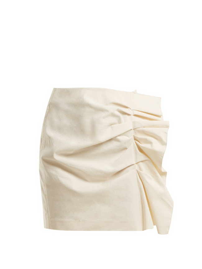 Falda con drapeado lateral, en Isabel Marant.