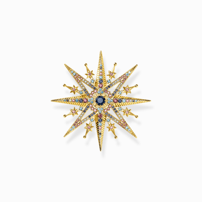 Broche estrella con piedras de colores oro, de Thomas Sabo. PVP: 398 €