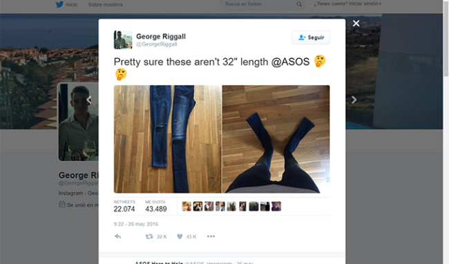 George decidió quejarse sobre el mal tallaje de los pantalones / Facebook