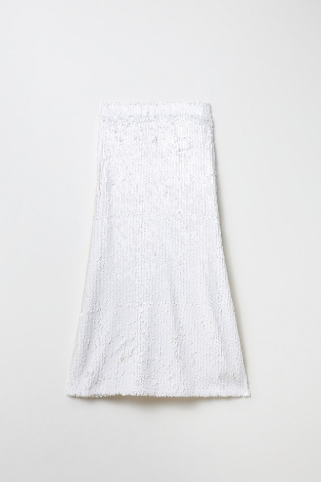 Falda Midi blanca en lentejuelas de Sfera